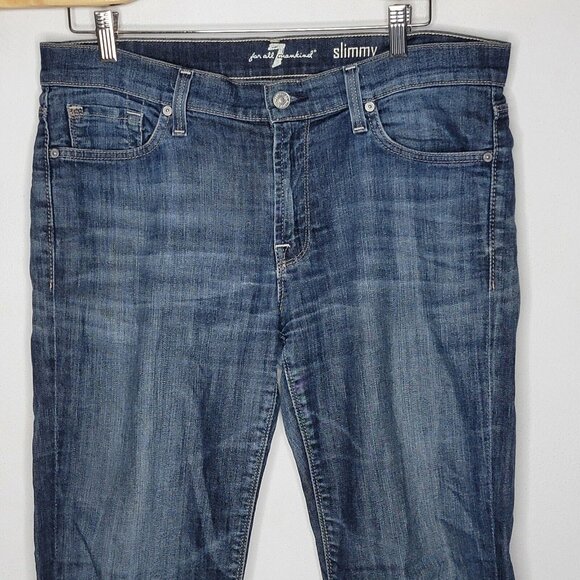 7 For All Mankind Slimmy 33 x 27 Dark Wash Blue Denim Jeans Men's - Picture 3 of 6